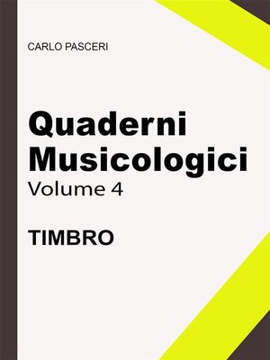 cover image of Quaderni Musicologici--Timbro